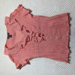 Elegant Coral Ruffle Blouse
